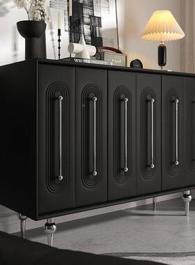 古中风油奶风黑色法式轻NUA柜奢斗储物柜餐边柜玄关柜客厅网红小