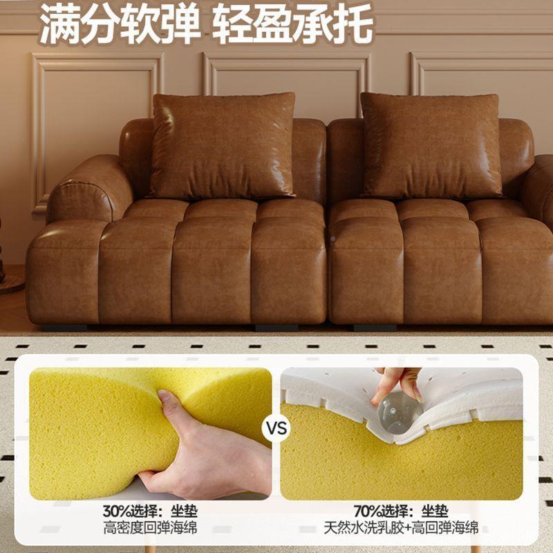 复古风猫抓油QWE皮蜡泡芙沙发客厅家用小型公户直排美式方寓块沙