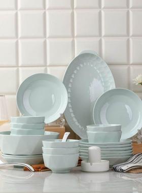 创意装6-16人用碗碟餐具套家用22新款陶瓷碗盘汤面0碗蒸LFC2鱼盘