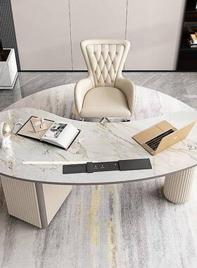 轻奢岩板书YC-S011桌简约电书房设计写台一体组合现家代用高端办