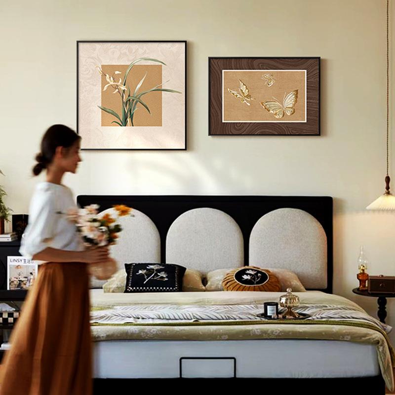 静花物语 宋代美学卧室床头装饰画中古风复古客厅沙发背景双联画