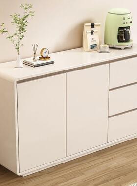 木FUO收纳靠柜墙简餐边柜一体约奶油风客厅圆弧实收纳储物柜