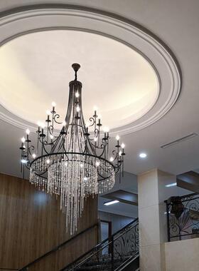 LD大E堂灯贝壳别水晶中复式楼大吊BIF灯大厅旋梯楼梯后现代客空墅