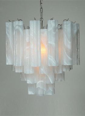 法式拉诺吊灯轻奢中古风古客厅色餐厅卧复室胭脂穆OZL粉梅花玻璃