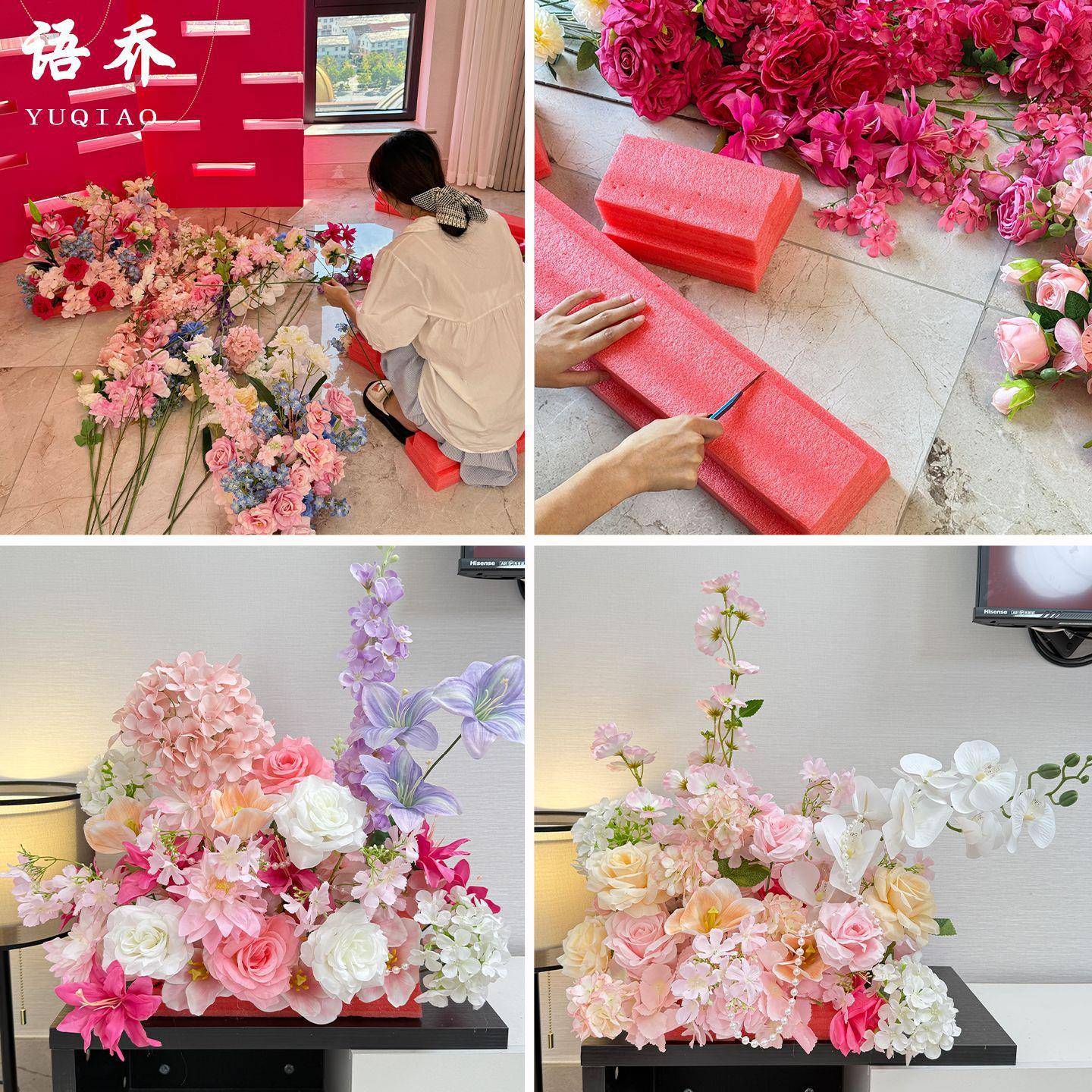 婚礼场景仿花装饰头结婚婚房GMM客厅桌面床花束摆设婚庆布置仿真