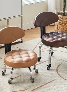 矮滑轮动凳家用静音带VLF娃步小椅子可移美缝擦地圆凳万向学轮小