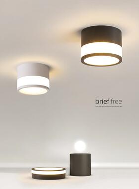 明装筒灯免开主孔led圆形小吸无灯客顶厅卧室玄RLX关走廊道天过花