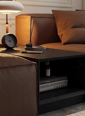 客厅边沙边几UHI中柜黑色边实木中间夹缝柜意式简发约现代扶手柜