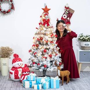 B白色圣诞1树落雪植绒树1.5CCA 饰2.1仿真雪松树家 .8米套圣餐诞装