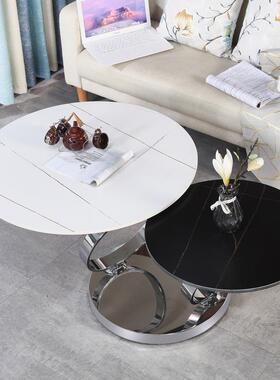 RKV板茶几客岩厅旋转现代不组茶几圆形家用伸缩锈钢网红茶合几