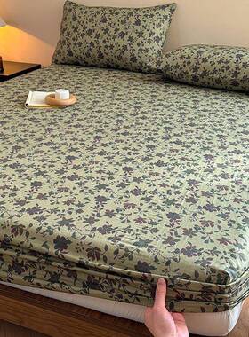 A纯棉双层SHL件床笠单100加厚床罩纱榻榻米床垫类保护罩全包床套