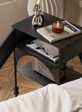 卧室床头柜款小户型沙边几家用新TH05简约黑色发置窄边柜复古个性
