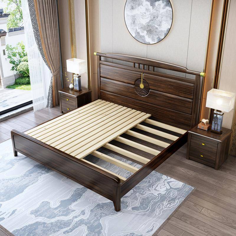 新中式乌木实物木A23#床主卧室双人床.18金米轻奢储大床现代高端