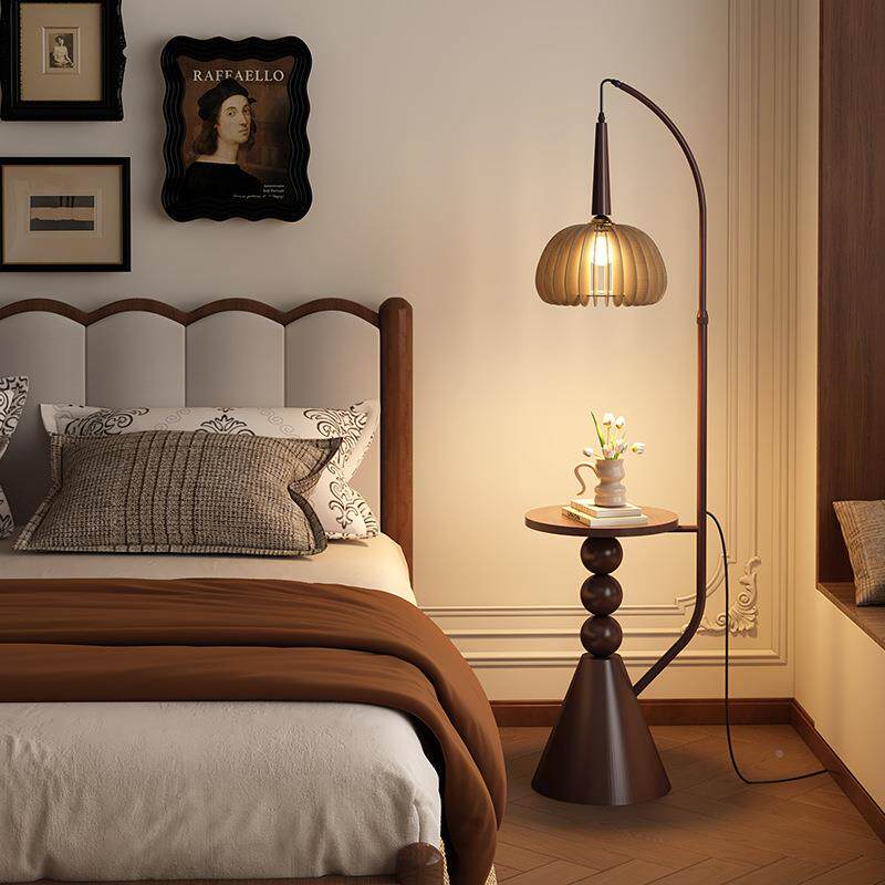 跨奶油风置物氛架境一体落地摆灯客厅沙发旁边几件围915灯卧室床