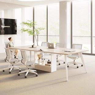 小型会室桌椅组合简现代广形东长议桌6人8约长方商务SSP洽谈办公