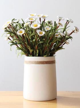 简客约麻绳白色厅花摆家件居水培装饰干花艺NEF陶瓷白瓶简约现代