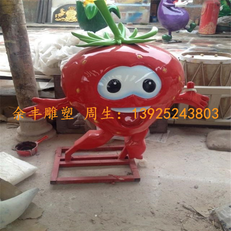 水果造型卡通雕塑 玻璃钢草莓卡通雕塑草莓园摆件公仔拟人