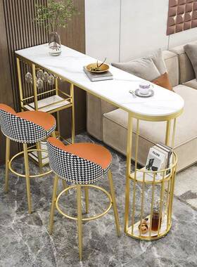 新款台板吧台家用SNQ客厅阳厨房餐桌隔断酒岩靠墙柜高脚长条桌椅