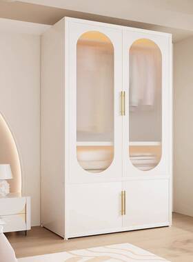 儿童衣型柜透明无醛环保宝宝衣收柜57730纳奶油白小户卧室家用衣