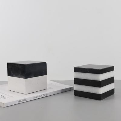 现简约黑白条纹拼接几代何立体方摆件客厅室卧WYU玄关酒店家居装