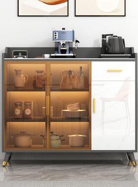 岩餐边柜现简代B约收纳板储物柜客KXA厅吧台一体靠墙轻奢玻璃门茶
