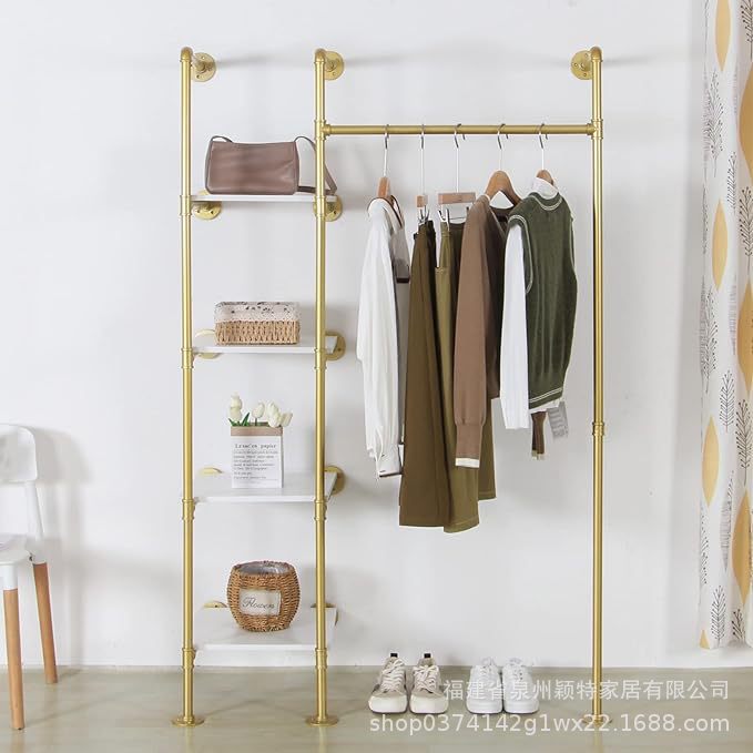 金色落地服装店展示收纳架