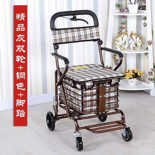 老人能推能坐的可椅子推可坐行助步车老人路手OQD推车手推轻便走