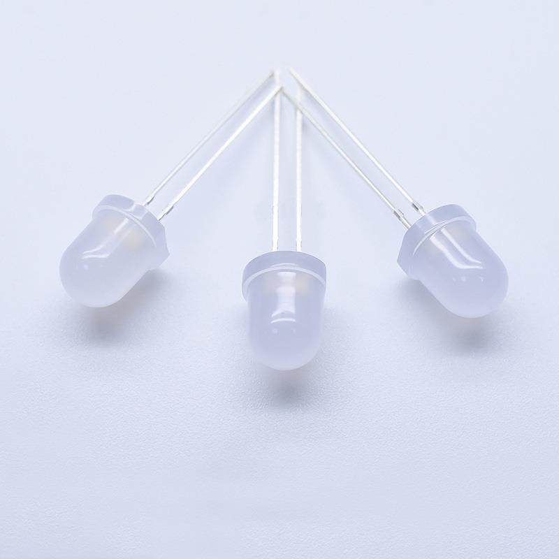 F8mm极QOS雾状色散光红色黄翠绿色暖白色长脚高亮发光二管le蓝d灯