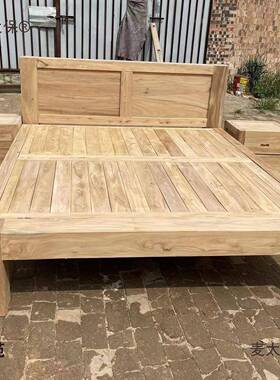 榆老榆床全大木料婚床木双太人床JMP床白坯麦保排子客厅儿童