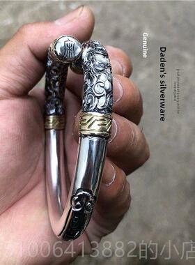 正品999金侣箍银手炼手工炼男士情纯手定海针猴王紧箍手炼