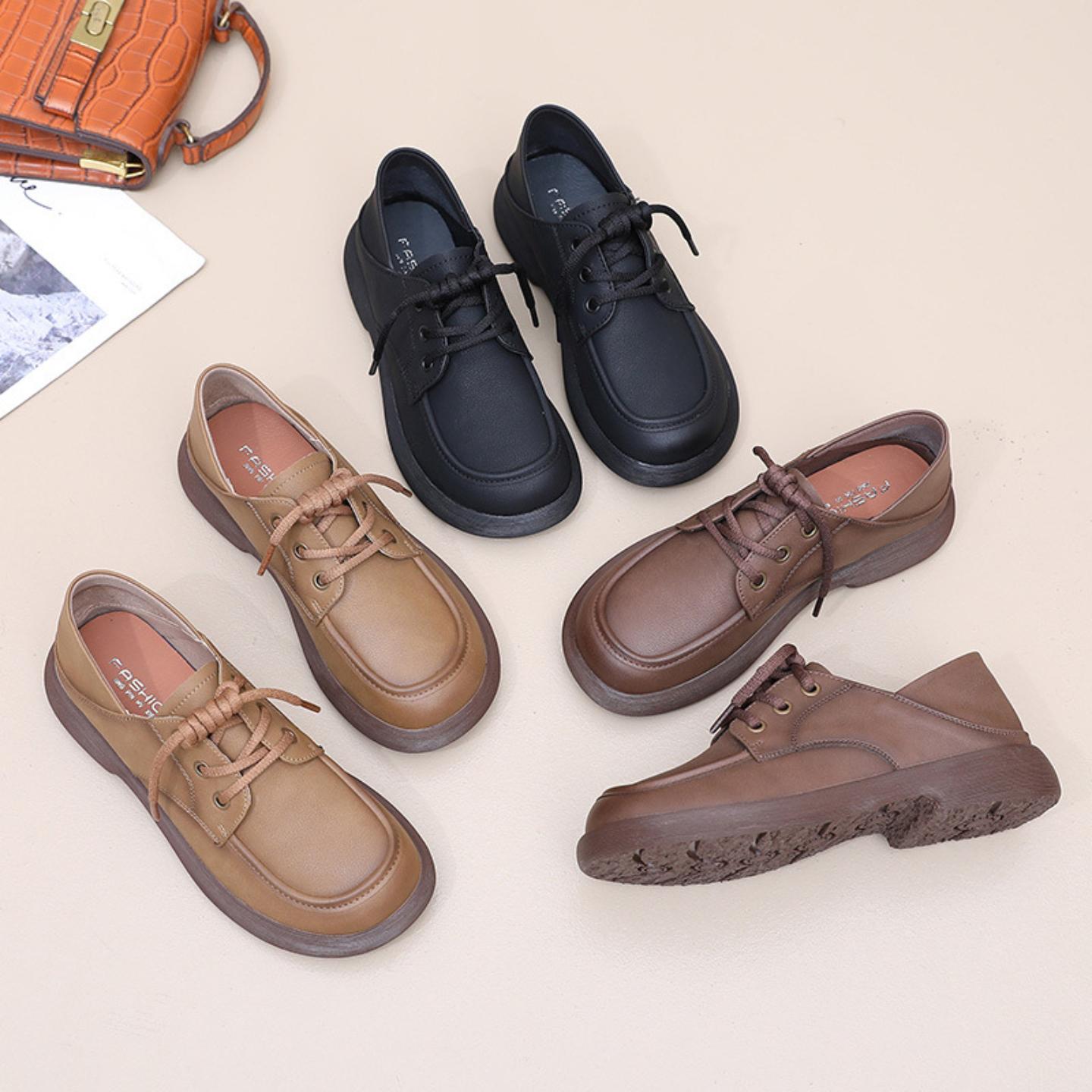 真皮软底妈妈鞋防滑乐福鞋