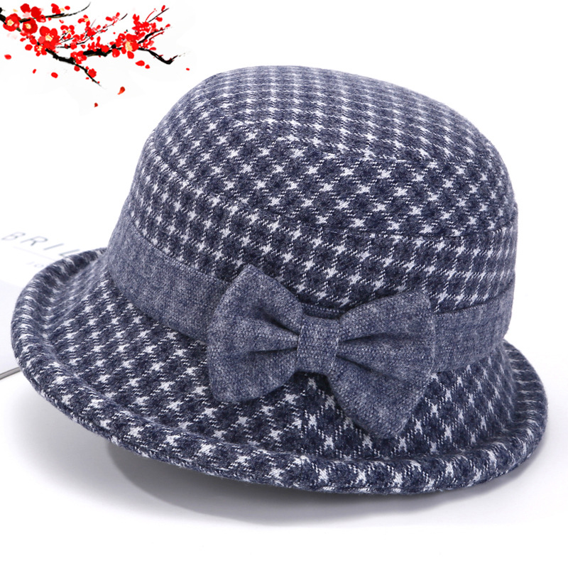 中老年加厚保暖毛呢渔夫帽