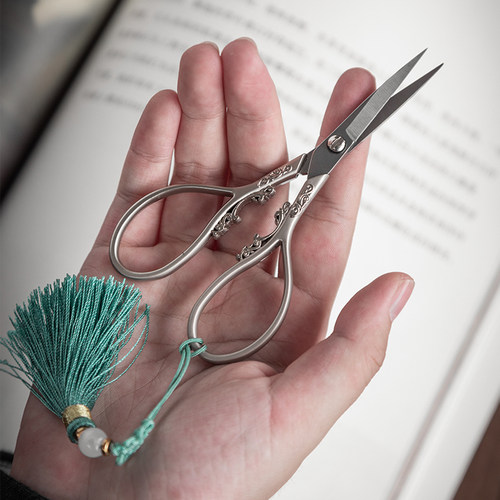 落笙小剪刀茶叶包装泡袋剪茶艺茶道家用复古仙鹤日式茶具器零配件