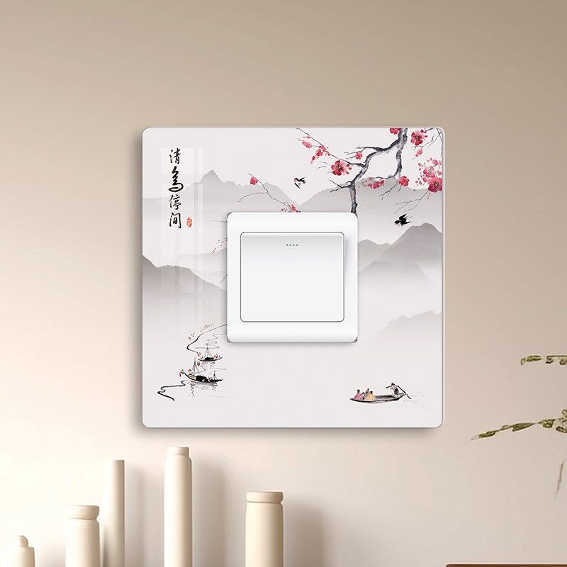 亚克力开关贴简约现代新中式国风新款插座防脏保护套遮挡装饰墙贴,家居饰品,开关贴,淘宝优惠券,粉丝福利购,淘宝优惠卷