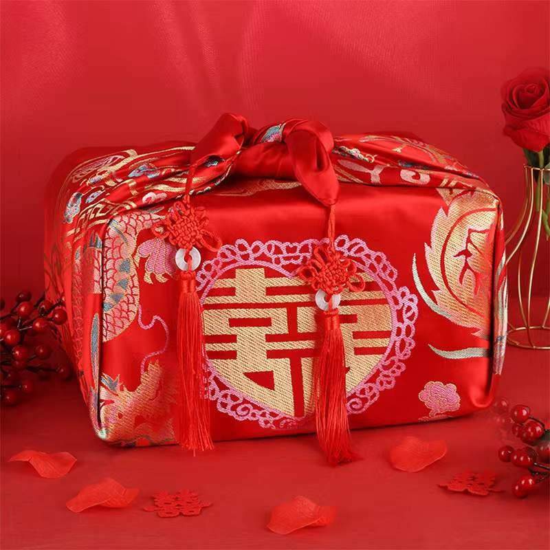 结婚红包袱皮女方新娘陪嫁套装娘家嫁妆包喜盆包裹布婚庆用品大全