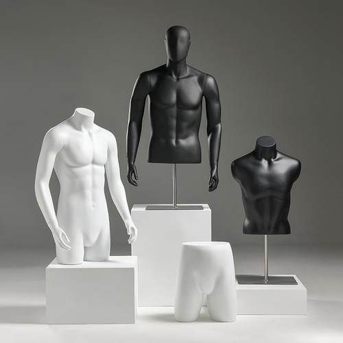 男半身模特人台黑白假人体模型男装店服装店道具全身模特展示架