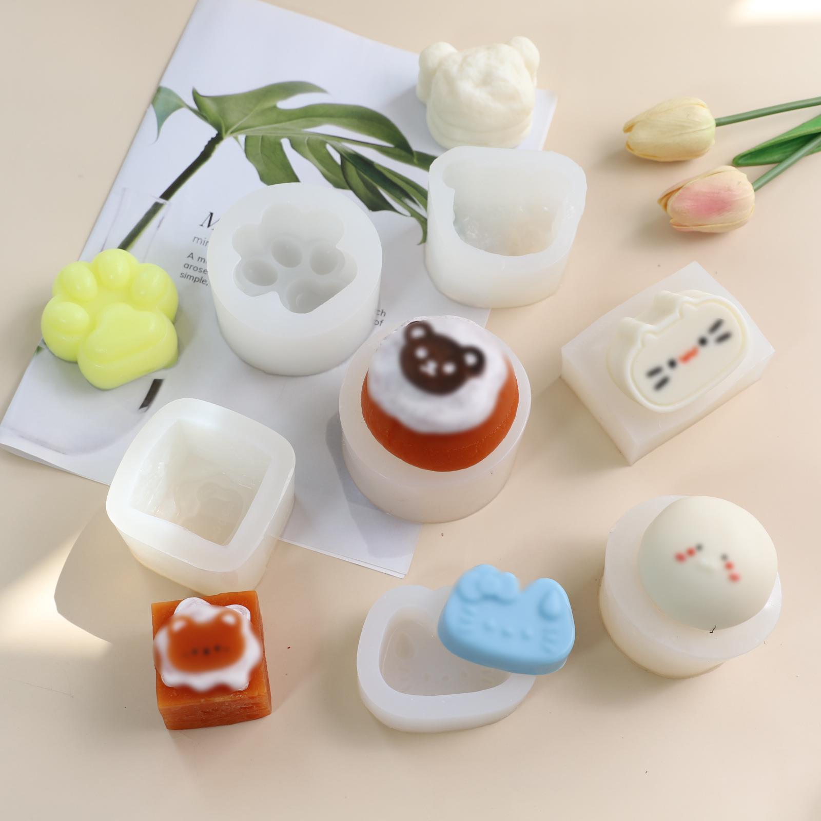 新款捏捏猫爪模具手工DIY烘焙蛋糕解压玩具食玩香薰蜡烛硅胶模具