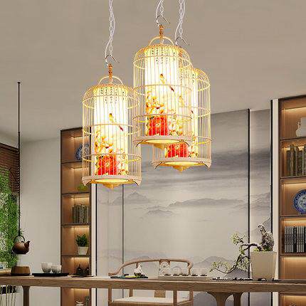 新中式竹艺鸟笼竹编吊灯客栈客厅书房茶楼会所创意装饰茶室吊灯具