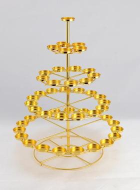 5层49品圆杯曼扎酥油灯架莲花灯座供灯