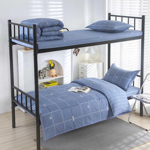 100%全棉大学生三件套纯棉宿舍六件套全套装被褥单人四件套棉花被