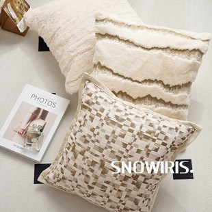 轻奢中古风抱枕套黑豹客厅沙发靠枕样板间高级感软装靠包床上腰靠