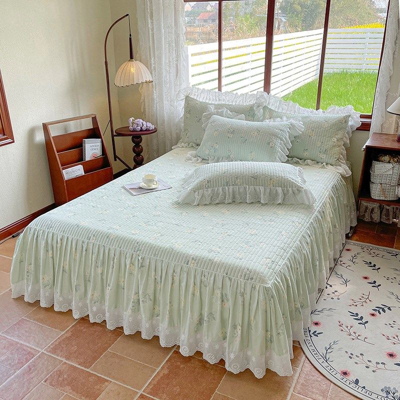 四季通用单件全棉床笠床裙二合一韩式亲肤纯棉全包防滑床罩三件套,床上用品,床裙,淘宝优惠券,粉丝福利购,淘宝优惠卷