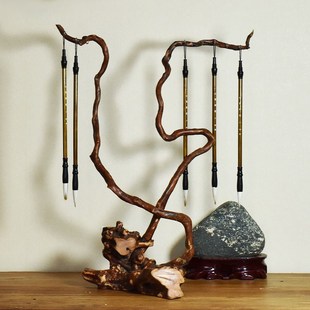 杜鹃根根雕毛笔架树根毛笔挂天然随形根艺实木文房文玩笔挂笔架