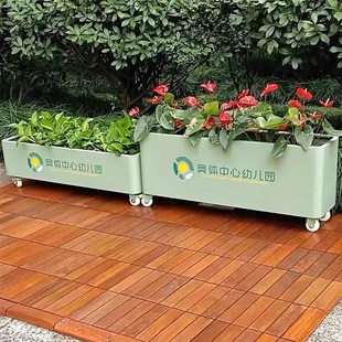 可移动铁艺花箱室内外阳台花箱创意圆角种植箱带轮子花槽组合定制