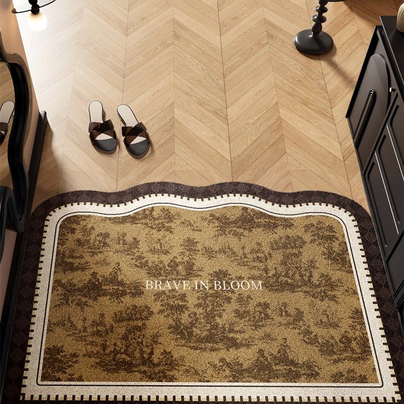 中世纪风格入口门地垫2025全新高档丝绸圈擦土地毯脚垫入口门防滑,居家布艺,入户地垫,淘宝优惠券,粉丝福利购,淘宝优惠卷