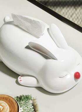 网创意兔几子纸巾盒摆件抽纸盒客厅家用餐可桌红面茶卧DIC室爱装