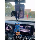 正品 网红小香狗汽车车后照镜薰挂创意卡通斗件牛犬内挂饰个性 公仔