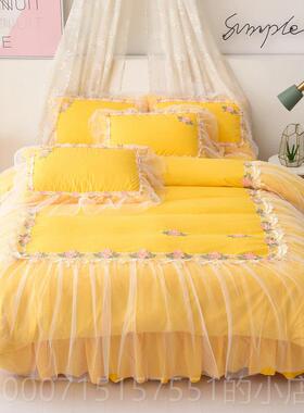 正品i清ns小新单绿色四套少女心公主蕾丝白纱花边床裙双人床上件