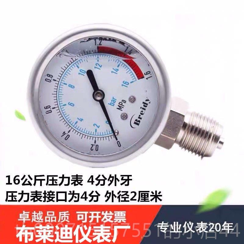 正品水压表自来水压力家表用水压检测测试仪2分4/分器净水测试表1