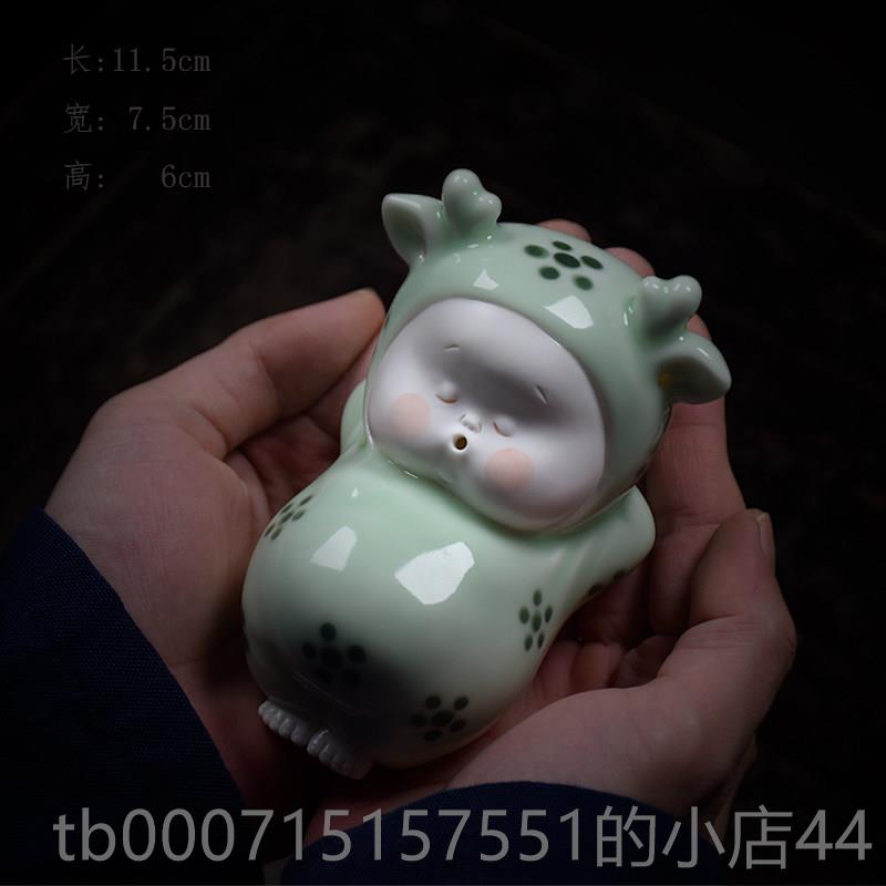 正品创可爱手意工平一鹿安笔搁架镇纸陶瓷摆件文房四宝书法毛笔笔图片
